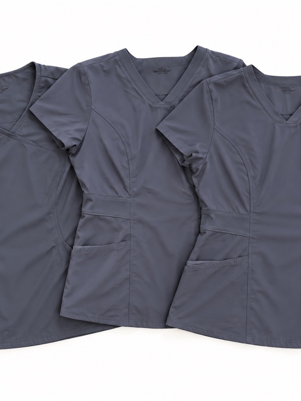 Women's V-Neck Scrub Top in Charcoal Gray - Professional Fit